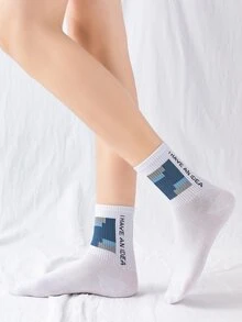 字母圖案中筒襪 - 彩色 - 查看 2