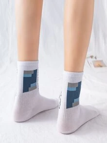 字母圖案中筒襪 - 彩色 - 查看 3