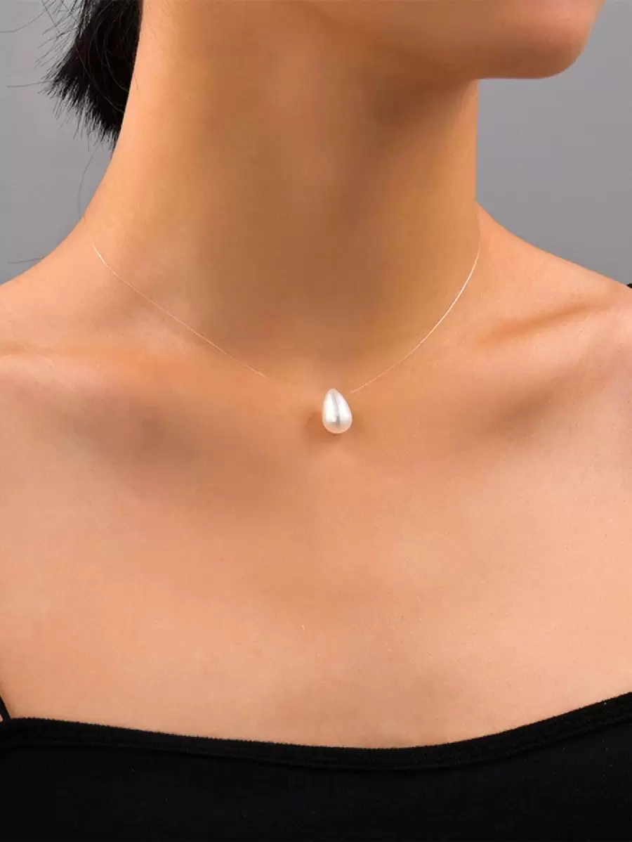 Faux Pearl Charm Necklace