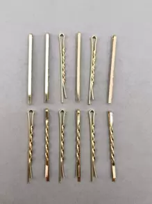 12个金属发夹，优雅发卡，爪夹，发夹，发卡，学生用品，发夹，发饰，头部饰品，发卡 - 金色 - 查看 4