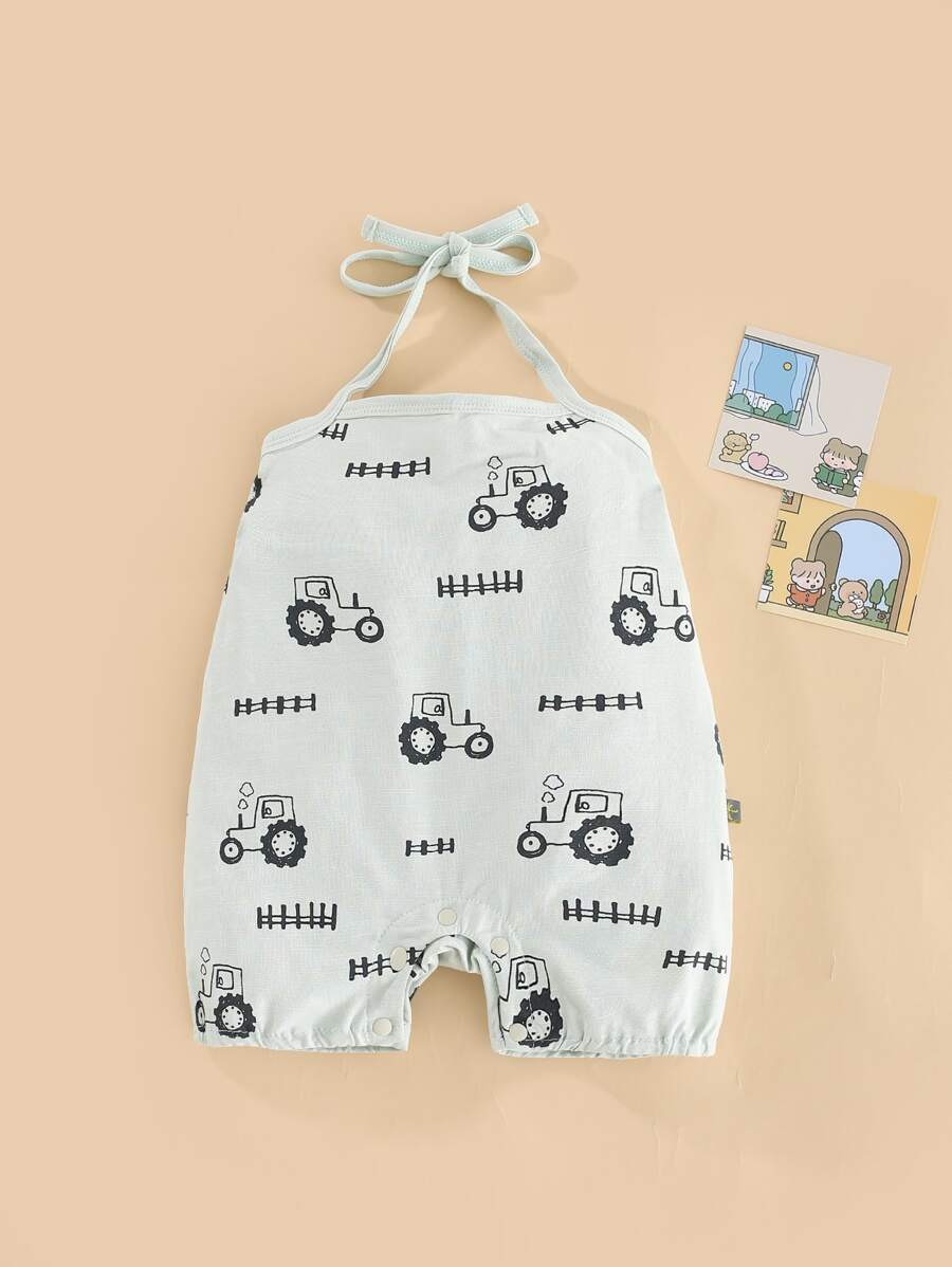 Peninsula Baby 嬰兒繞頸卡通圖案連身短褲 - 薄荷綠 - 查看 1