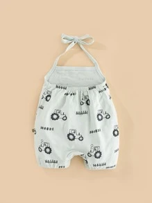 Peninsula Baby 嬰兒繞頸卡通圖案連身短褲 - 薄荷綠 - 查看 2