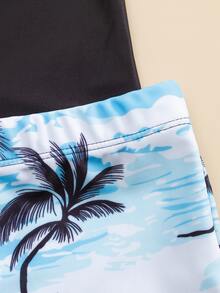 Boys Palm Tree Print Beach Swimsuit - Multicolor - View 4