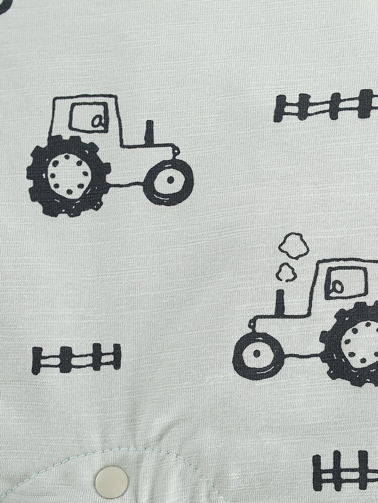 Peninsula Baby Baby Halter Neck Cartoon Print Romper - Mint Green - View 7