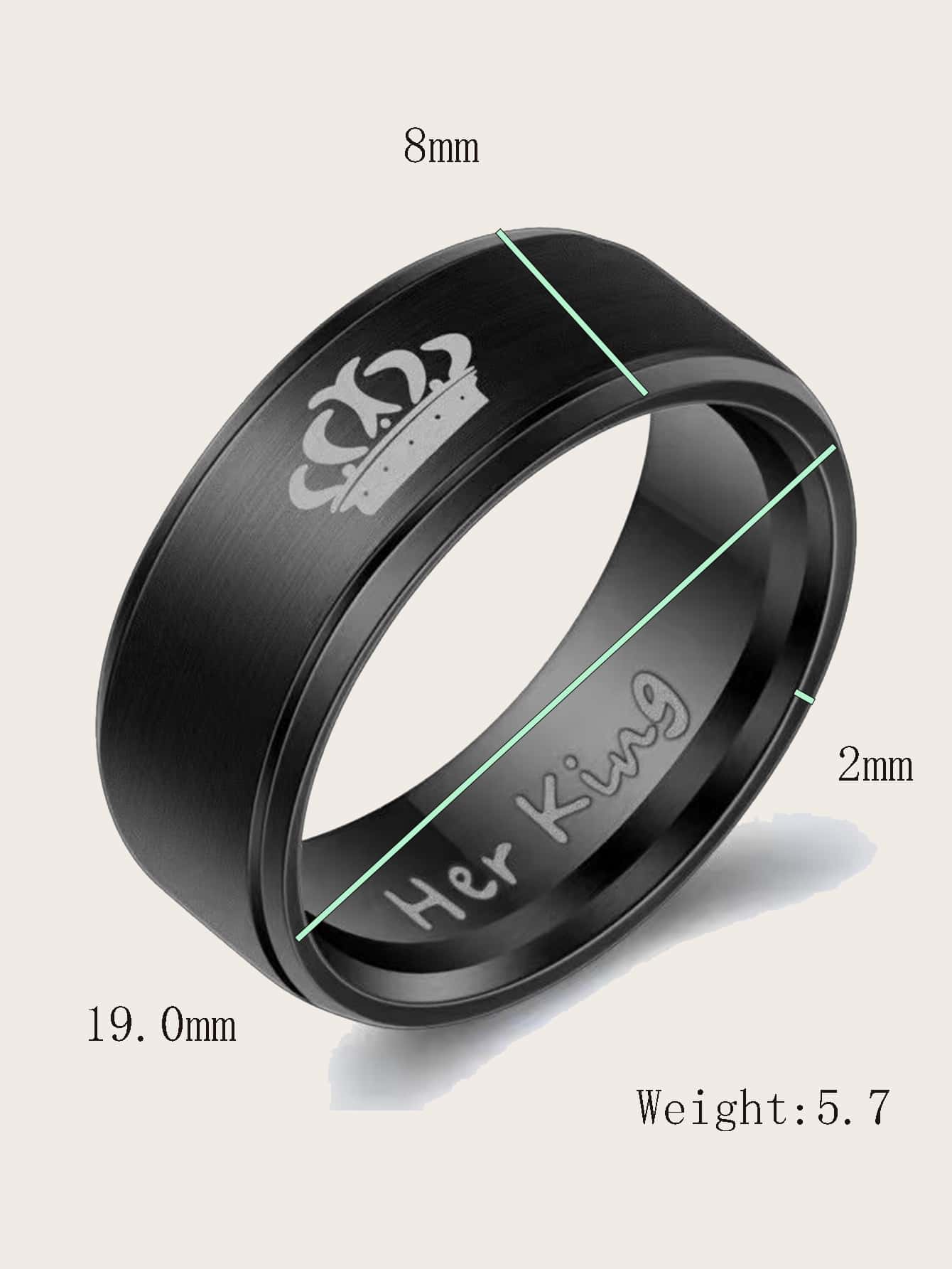 2 cái/bộ Nhẫn hoa văn vương miện cặp đôi - màu đen - Xem 4