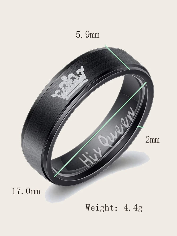 2 cái/bộ Nhẫn hoa văn vương miện cặp đôi - màu đen - Xem 5