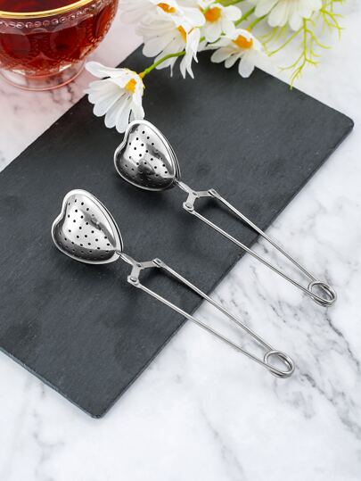 1 Stück Edelstahl Herz-förmiger Tee-Infuser, kreativer Teeblatt-Filter