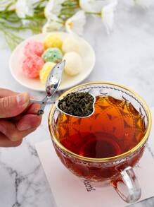 1个不锈钢心形茶漏，创意茶叶过滤器 - 銀色 - 查看 3