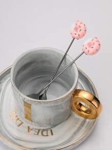 2 piezas Set cuchara y tenedor dónut con diseño - Plateado - Ver 2