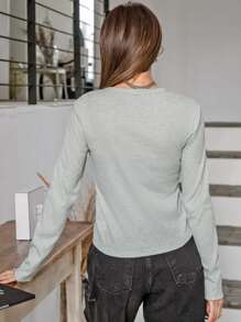 DAZY Button Front 2 In 1 Tee - Light Grey - View 2