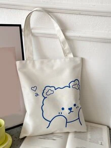 Túi mua sắm đồ họa hoạt hình Túi đi học cho sinh viên mới tốt nghiệp, thiếu nữ, sinh viên năm nhất, năm hai, năm ba & năm tư ở trường cao đẳng, đại học & trung học, hoàn hảo cho hoạt động ngoài trời, du lịch & trở lại trường Túi tote, Túi đeo vai Tối giản, Thường ngày In hình động vật Sức chứa lớn, Di động, Nhẹ Dành cho bé gái, Phụ nữ Ngoài trời, Du lịch, Dã ngoại, Mua sắm, Kỳ nghỉ, Bãi biển - trắng - Xem 1