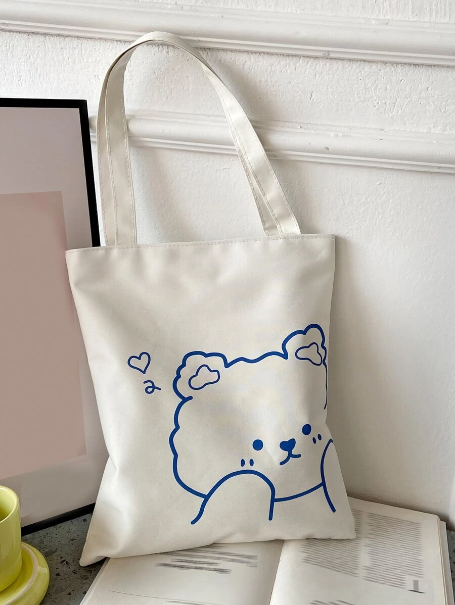 Túi mua sắm đồ họa hoạt hình Túi đi học cho sinh viên mới tốt nghiệp, thiếu nữ, sinh viên năm nhất, năm hai, năm ba & năm tư ở trường cao đẳng, đại học & trung học, hoàn hảo cho hoạt động ngoài trời, du lịch & trở lại trường Túi tote, Túi đeo vai Tối giản, Thường ngày In hình động vật Sức chứa lớn, Di động, Nhẹ Dành cho bé gái, Phụ nữ Ngoài trời, Du lịch, Dã ngoại, Mua sắm, Kỳ nghỉ, Bãi biển - trắng - Xem 1