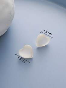 Heart Design Earrings - White - View 3