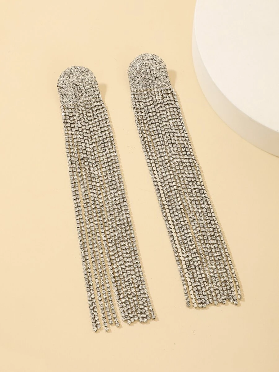 水鑽流蘇裝飾耳墜