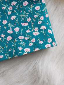 Váy nữ Nút phía trước Họa tiết hoa Boho - Màu xanh ngọc - Xem 4