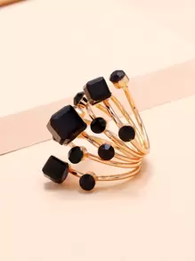 1 pieza Anillo de primavera de moda, anillo elegante adecuado para uso diario - Negro - Ver 2