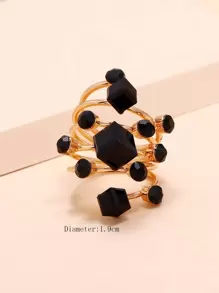 1 pieza Anillo de primavera de moda, anillo elegante adecuado para uso diario - Negro - Ver 3