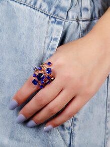 1pc Fashion Spring Adjustable Ring, Elegant Daily Wear - Blue - View 2