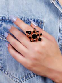 1 pieza Anillo de primavera de moda, anillo elegante adecuado para uso diario - Negro - Ver 4