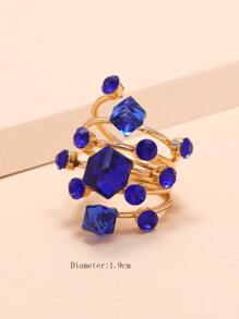 1pc Fashion Spring Adjustable Ring, Elegant Daily Wear - Blue - View 3