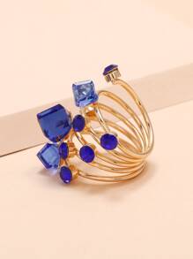 1pc Fashion Spring Adjustable Ring, Elegant Daily Wear - Blue - View 4