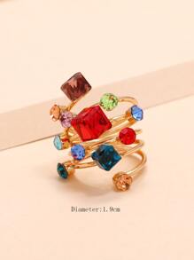 1 件时尚弹簧圈可调节戒指，优雅适合日常佩戴 - 彩色 - 查看 3