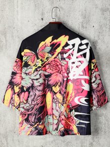 Manfinity EMRG Men Floral & Figure Graphic Kimono Without Tee - Multicolor - View 1