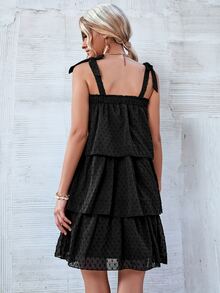 SHEIN Unity 多層圓點吊帶洋裝 - 黑色 - 查看 2