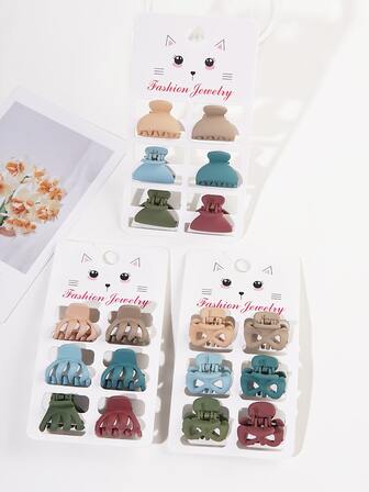 18pcs Solid Hair Claw Bow