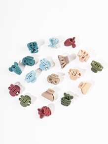 18 piezas de pinza de pelo sólido con forma de lazo moños - Multicolor - Ver 3