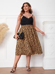 SHEIN LUNE Plus High Waist Leopard Skirt - Multicolor - View 5