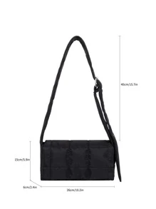 防水、輕盈、商務休閒絎縫圖案翻蓋方形包適合青少年女大學生、菜鳥和白領，非常適合辦公室、大學、工作、商務、通勤 - 黑色 - 查看 8