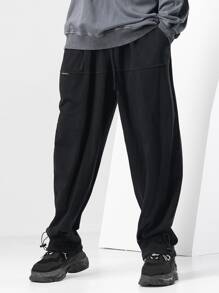 Manfinity Men Drawstring Hem Sweatpants - Black - View 1