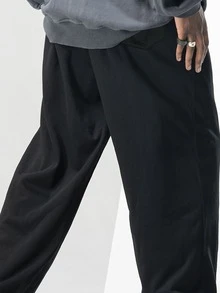 Manfinity Men Drawstring Hem Sweatpants - Black - View 3