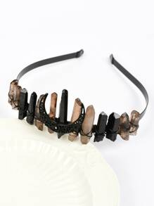 1入組中性鏤空月亮&水晶裝飾復古立體髮箍適合派對