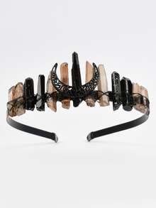 1入組中性鏤空月亮&水晶裝飾復古立體髮箍適合派對