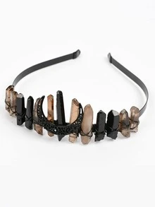 1入組中性鏤空月亮&水晶裝飾復古立體髮箍適合派對