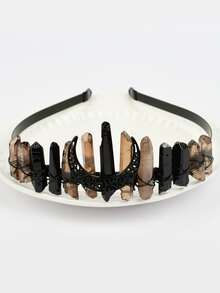 1入組中性鏤空月亮&水晶裝飾復古立體髮箍適合派對