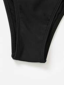 斑馬紋切割推上型比基尼 - 黑色 - 查看 5