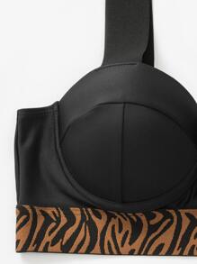 斑馬紋切割推上型比基尼 - 黑色 - 查看 6