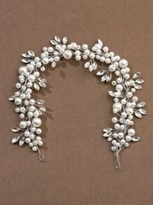 1 pieza Diadema elegante de mujer con botón de perlas falsas, tocado nupcial para accesorios de boda, fiesta o Día de San Valentín
