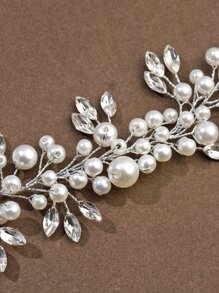 1 pieza Diadema elegante de mujer con botón de perlas falsas, tocado nupcial para accesorios de boda, fiesta o Día de San Valentín