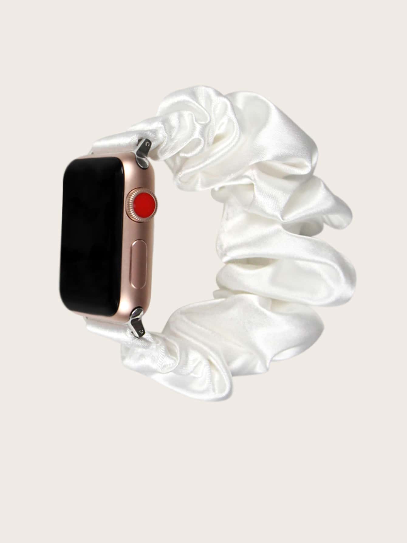 Dây đeo đồng hồ thiết kế Scrunchie đàn hồi tương thích với Apple Watch - trắng - Xem 1