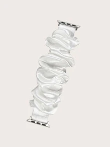 Dây đeo đồng hồ thiết kế Scrunchie đàn hồi tương thích với Apple Watch - trắng - Xem 2