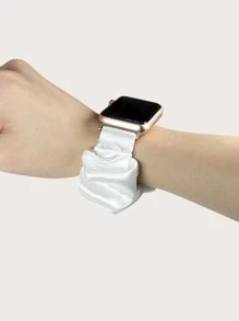 Dây đeo đồng hồ thiết kế Scrunchie đàn hồi tương thích với Apple Watch - trắng - Xem 3