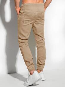 Manfinity Homme Men Drawstring Waist Slant Pocket Pants - Khaki - View 2