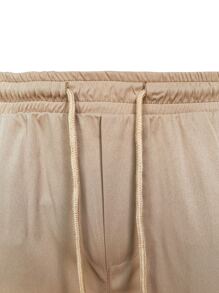Manfinity Homme Men Drawstring Waist Slant Pocket Pants - Khaki - View 5