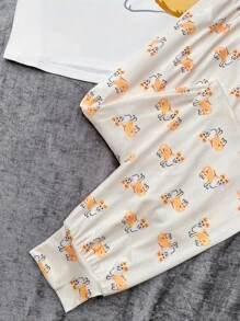 Corgi Cartoon Print Top & Trousers PJ Set - Multicolor - View 4