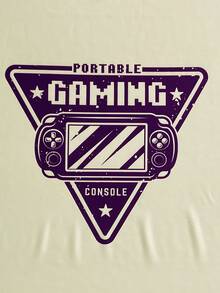 Niños Camiseta con estampado de consola de juego & letra - Beis - Ver 3