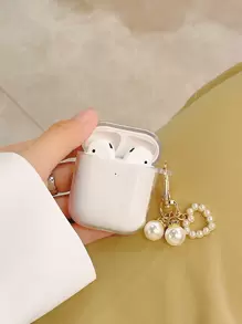 Simple Aluminum Heart-Shaped Pearl Protective Case Compatible With Apple Earphones - Clear - View 1